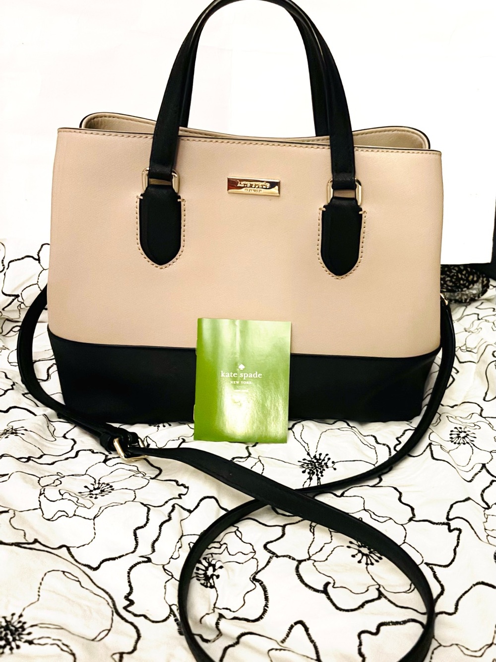 Kate Spade Laurel Way Evangelie Satchel "Warm Beige" (light pink/blush) & black